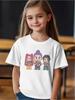 Vintage KPop Demon Hunters Print T-Shirt Anime Short Sleeve Tee Summer Girl Boy Shirt Casual Tops