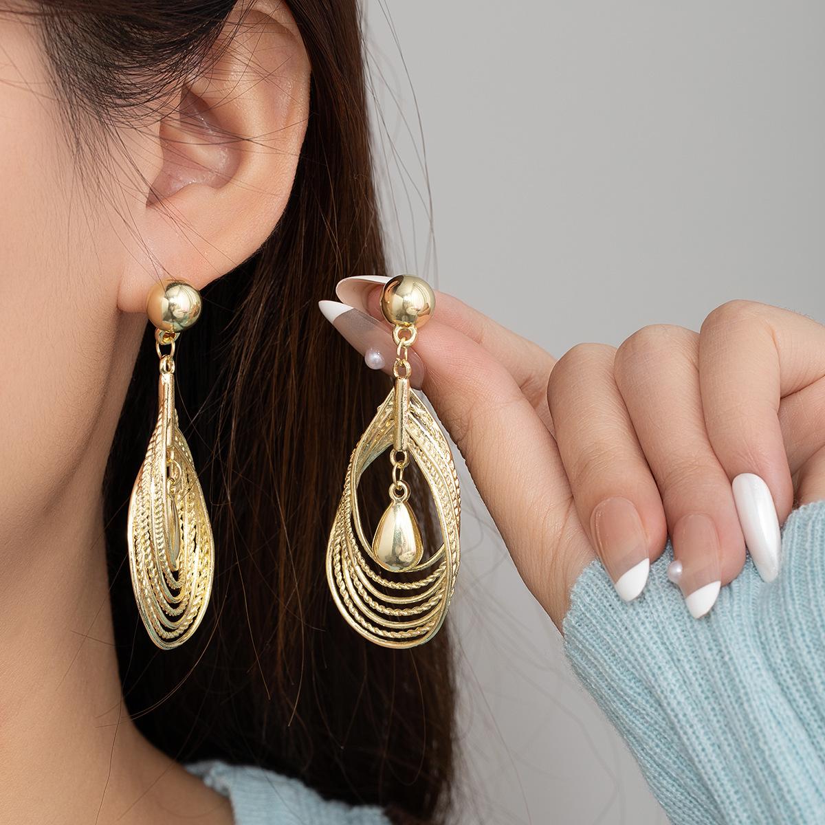 Elegant French Multi-Layered Irregular Water Drop Earrings for Women