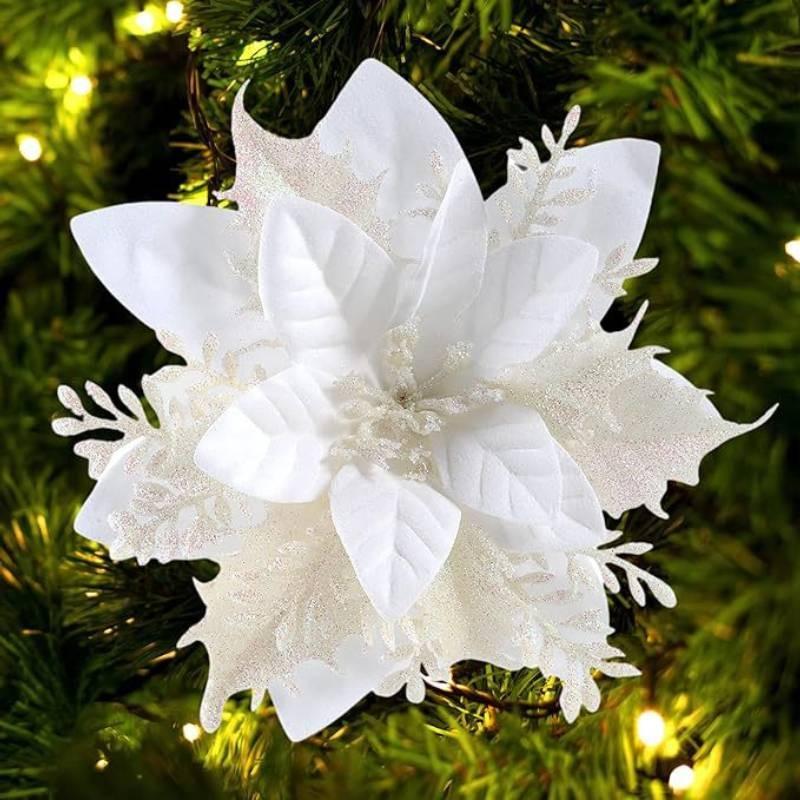

Artificial Simulation Christmas Flower Prop Decorate Party Xmas Festival Garnish White