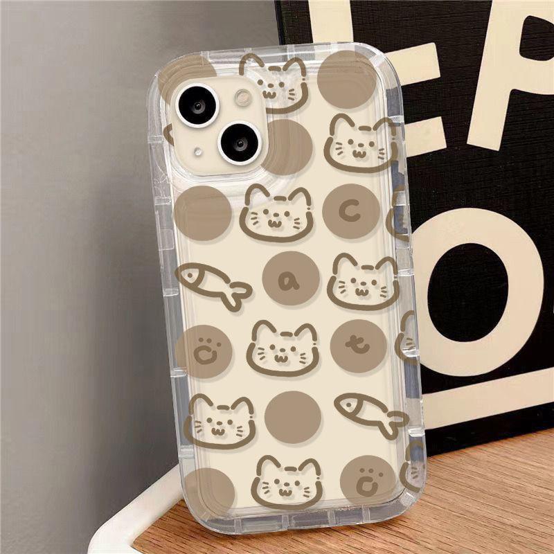 Cute cat fish, suitable for iPhone17Pormax mobile phone case 14pro transparent 12 all-inclusive 16/13 transparent