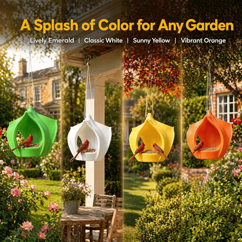 Plastic Hanging Bird Feeder Birdhouse Large Capacity Wild Bird Feeder Water-Resistant Weatherproof Bird Food Container