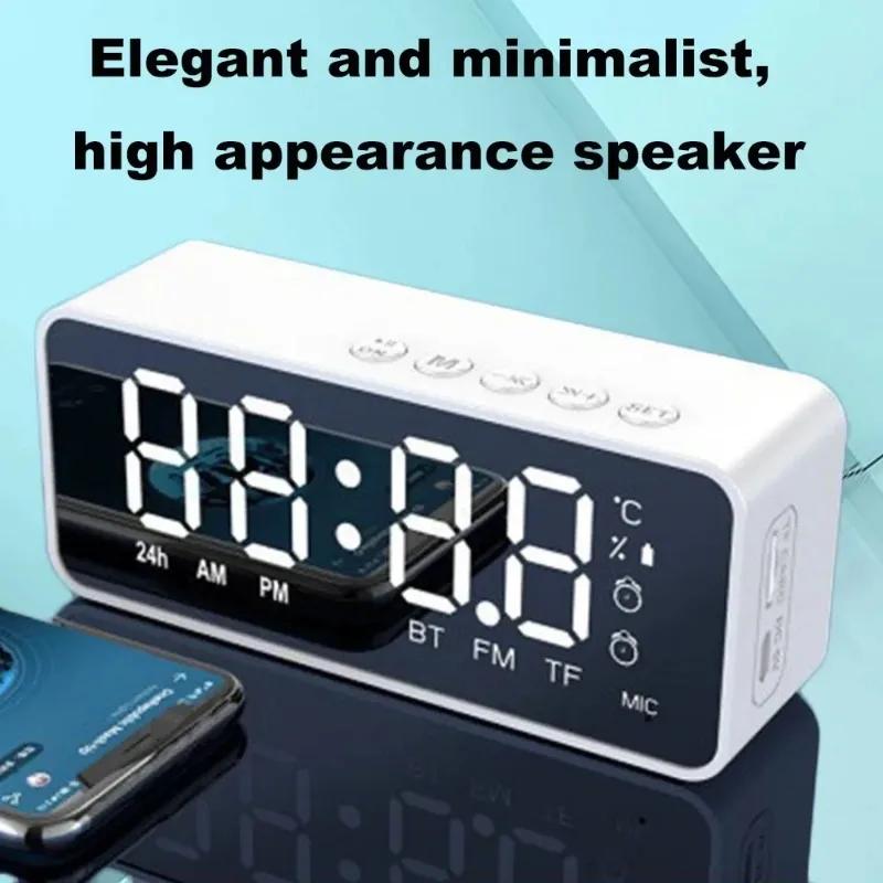 High Quality Office & Household Wireless Bluetooth Speaker with Mini Card Mirror Alarm Clock Audio Stall Receiving Voice Prompt