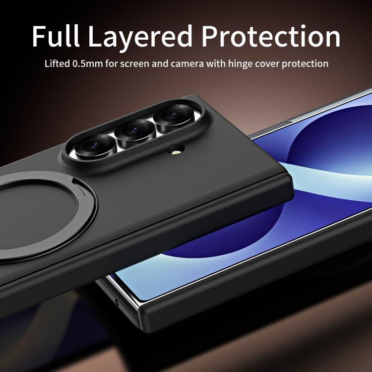 Magnetic Ring Foldable Integrated Film Phone Case For Samsung Galaxy Z Fold4, Hinge Protection 360° Kickstand Wireless Charging Cover