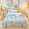 Cartoon Space Bear Rocket Pattern Summer Quilt Skin-friendly Comfortable Air Conditioning Quilted Quilt for Kids Boys Girls