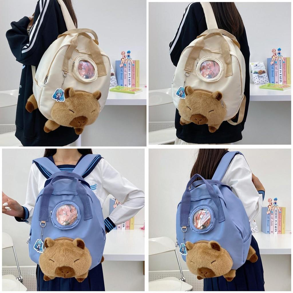 Nylon Capybara Cute Student Backpack Embroidered Multifunctional Kids Storage