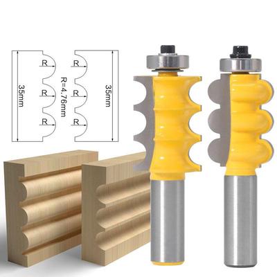 Juego de brocas para enrutador de moldura grande, Triple cuenta y Triple flauta, cuchillo de línea de 8mm, 12mm, vástago de 1/2 pulgadas, cortador de carpintería, 1/2 Uds.