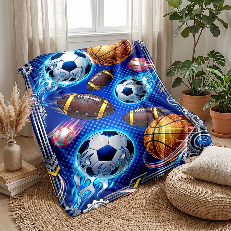 Sports Ball Collection 2 Theme blanket Lightweight Warm Flannel Blanket Decorative Throw Blanket for Home Decoration