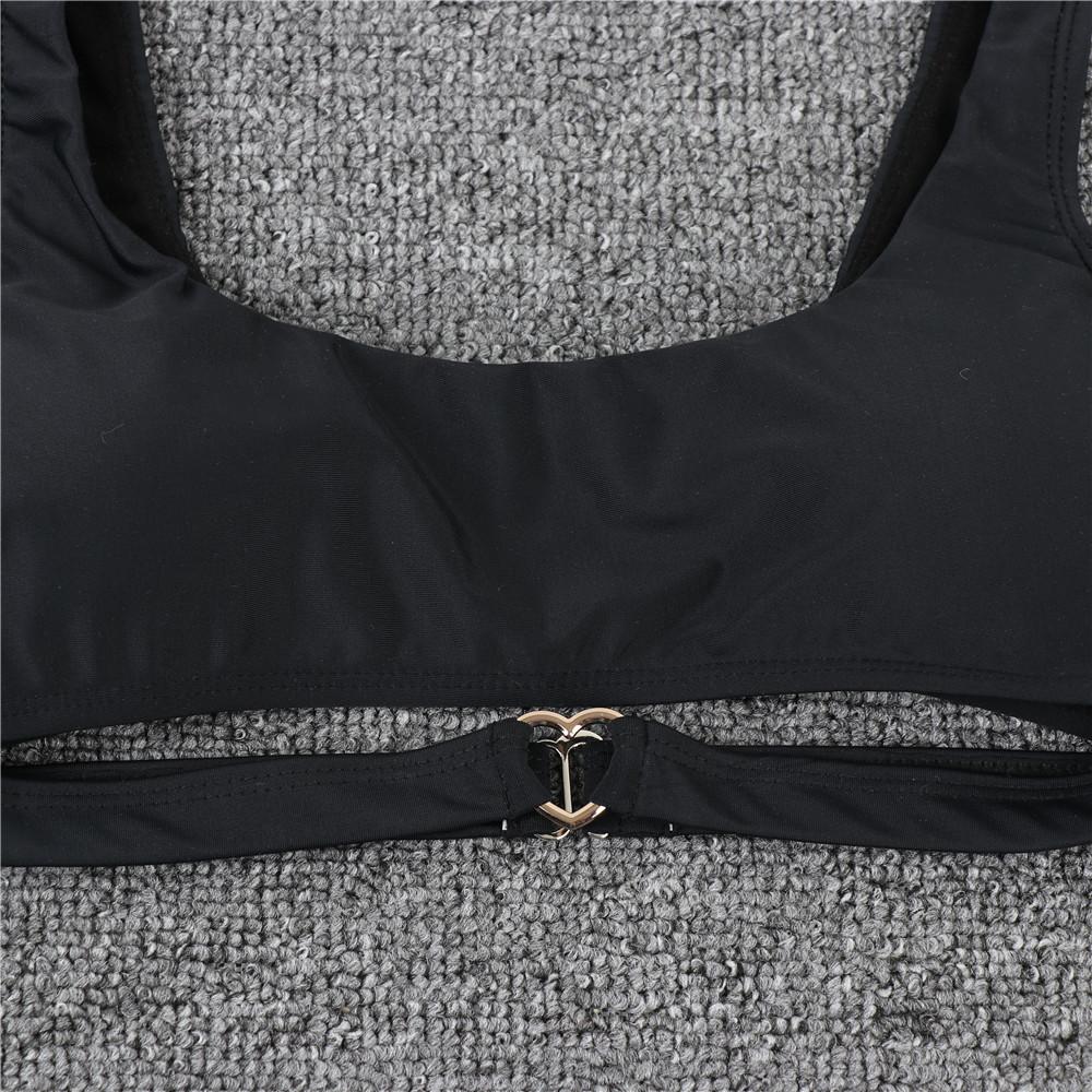 Dames badetøy ensfarget hjerte sexy utskjæring bikini sideknyting brasiliansk strandtøy badebukser