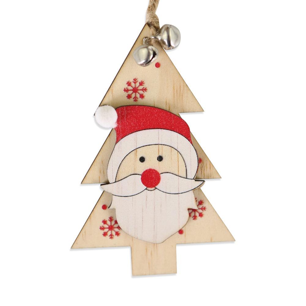 

Cartoon Santa Claus Pendant Wooden Christmas Tree Decoration Christmas Wooden Ornament Holiday Style C