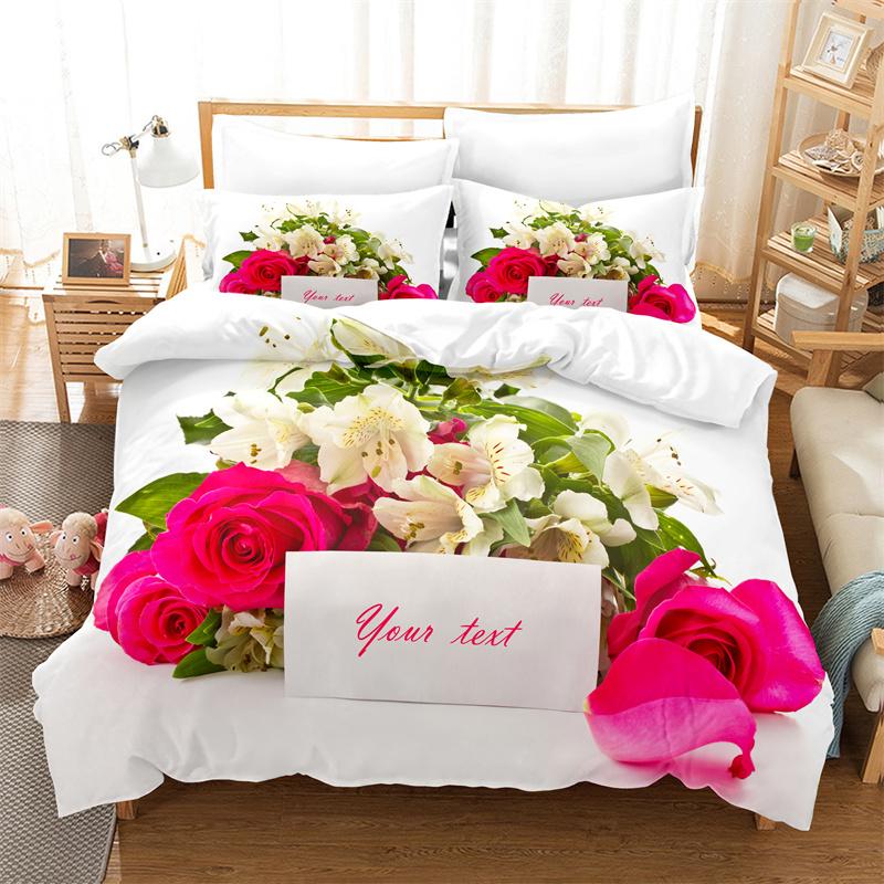 Beautiful Flowers Bedding Duvet Cover Fashion Bedding Set King Quilt Cover Bed Set Girls Boys Bedding Duvet Cover Set Bedding