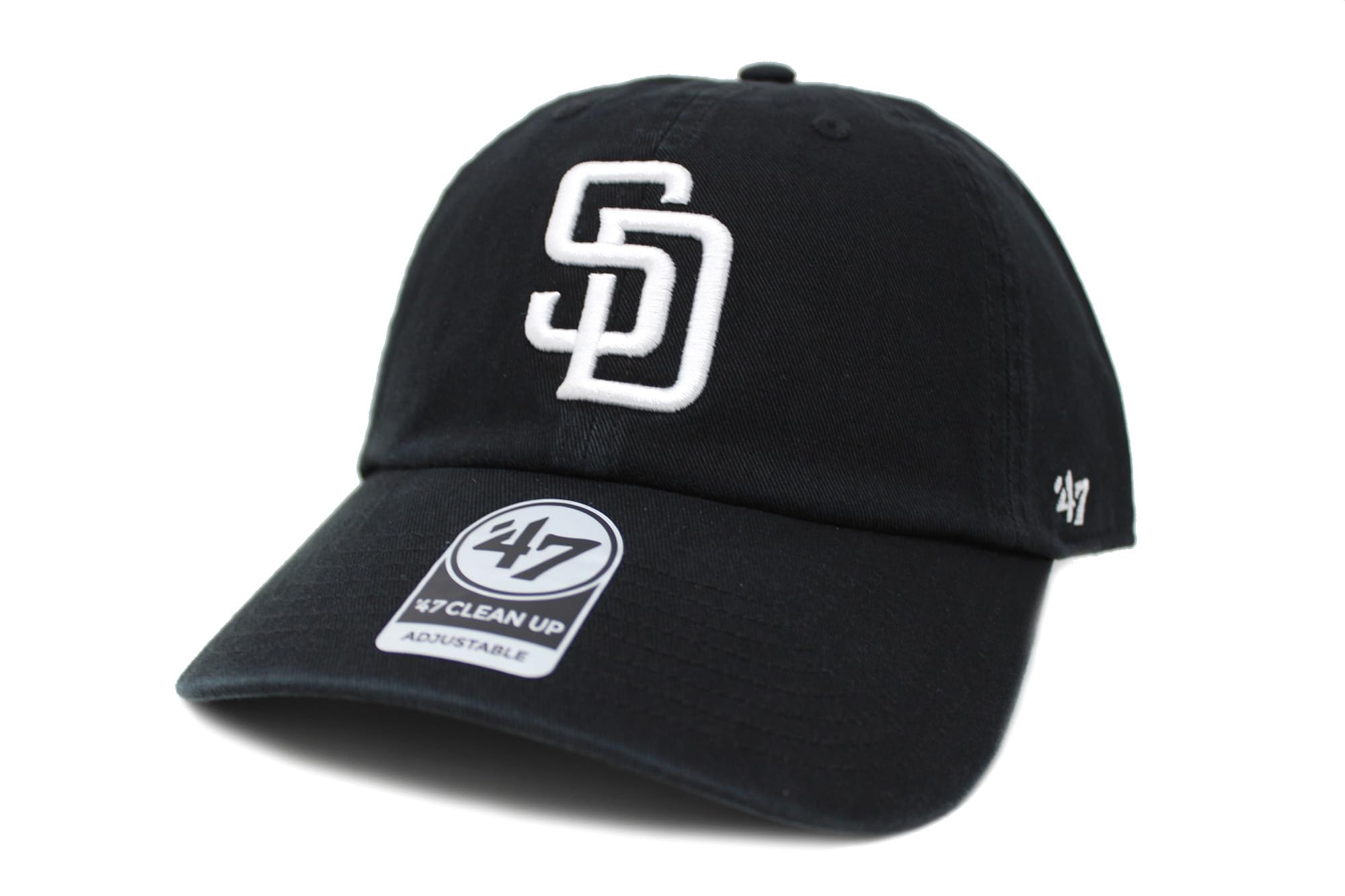47 Brand Clean Up MLB San Diego Padres Cap Black Adjustable Baseball Hat Unisex чёрный