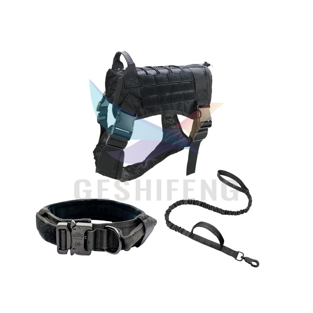 Factory Wholesale Customized Tactical Vest Dog Training Harness Leash With Collar One Set Dog Harness (Black,M) чёрный