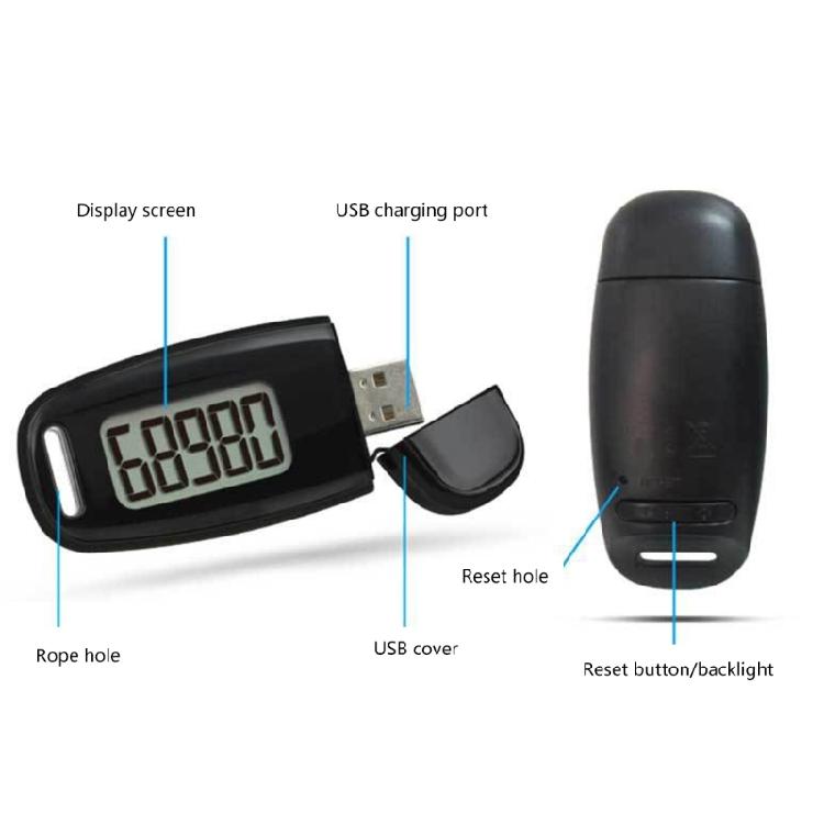 Walking 3D Pedometer Outdoor Small Digital Pedometer Accurate Fitness Trackers USB Rechargeable Accurate Step Counter