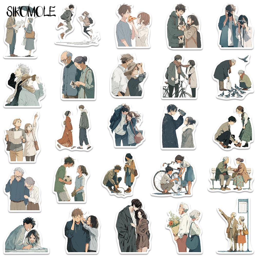 10 30 50Pcs Cartoon Art Anime Couple Love Stickers Aesthetic DIY Car Suitcase Skateboard Laptop Luggage Graffiti Sticker Decal