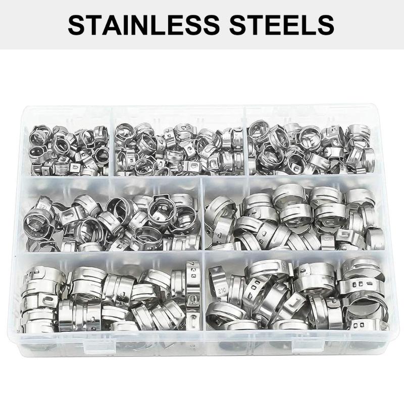 130Piece Single Ear Stepless Hose Clamps Set for Automotive Pluming Pipe Sealing Pipe Joints