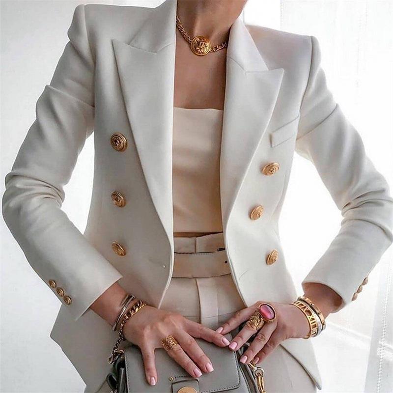 Women's 2025 Autumn/Winter Solid Color Fashion Casual Short Suit Jacket