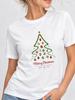 (Asian Size) Lovely Tree Style Christmas New Year Clothing T Shirt Women Fashion Festival Tee Top Print Female Woman Short Sleeve Graphic T-shirts