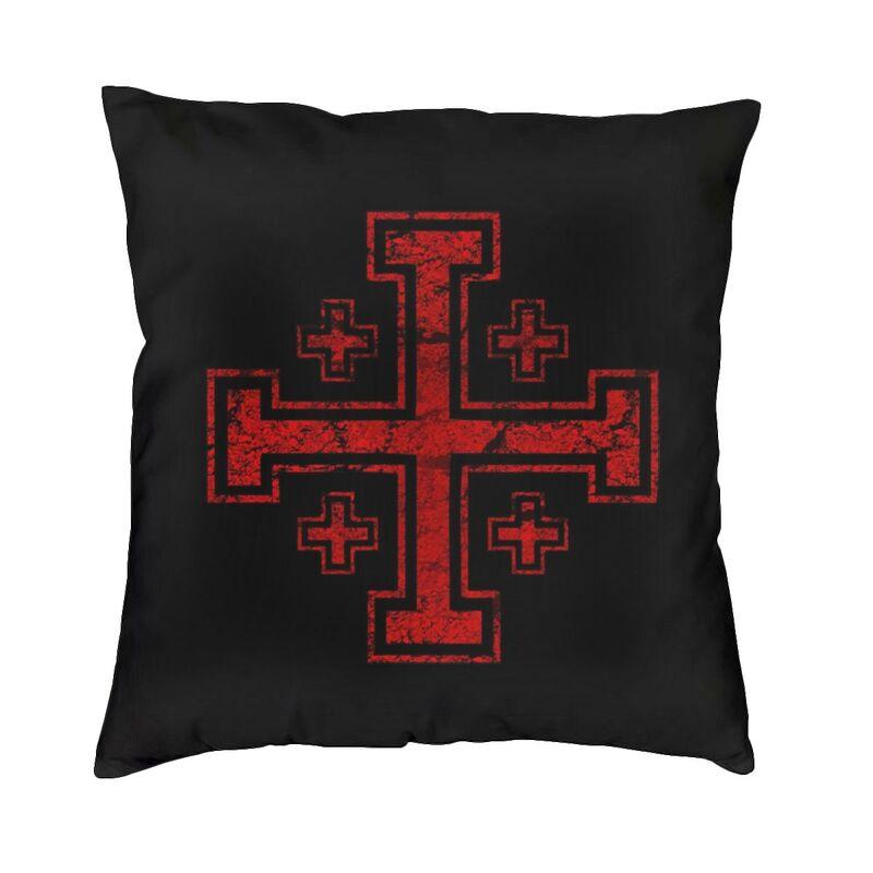 Mittelalterliches Tempelritterkreuz Kissenbezug 40x40cm Heimdekoration 3D-Druck Christlicher Kreuzritter Krieger Dekokissen
