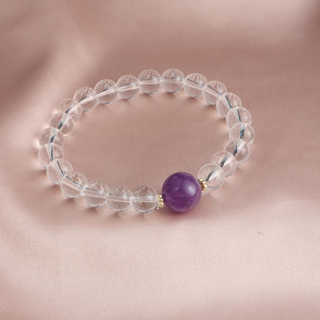 Bracelet White Crystal Gold Sun Aquamarine Natural Stone Crystal Bracelet Dopamine Versatile National Style Live