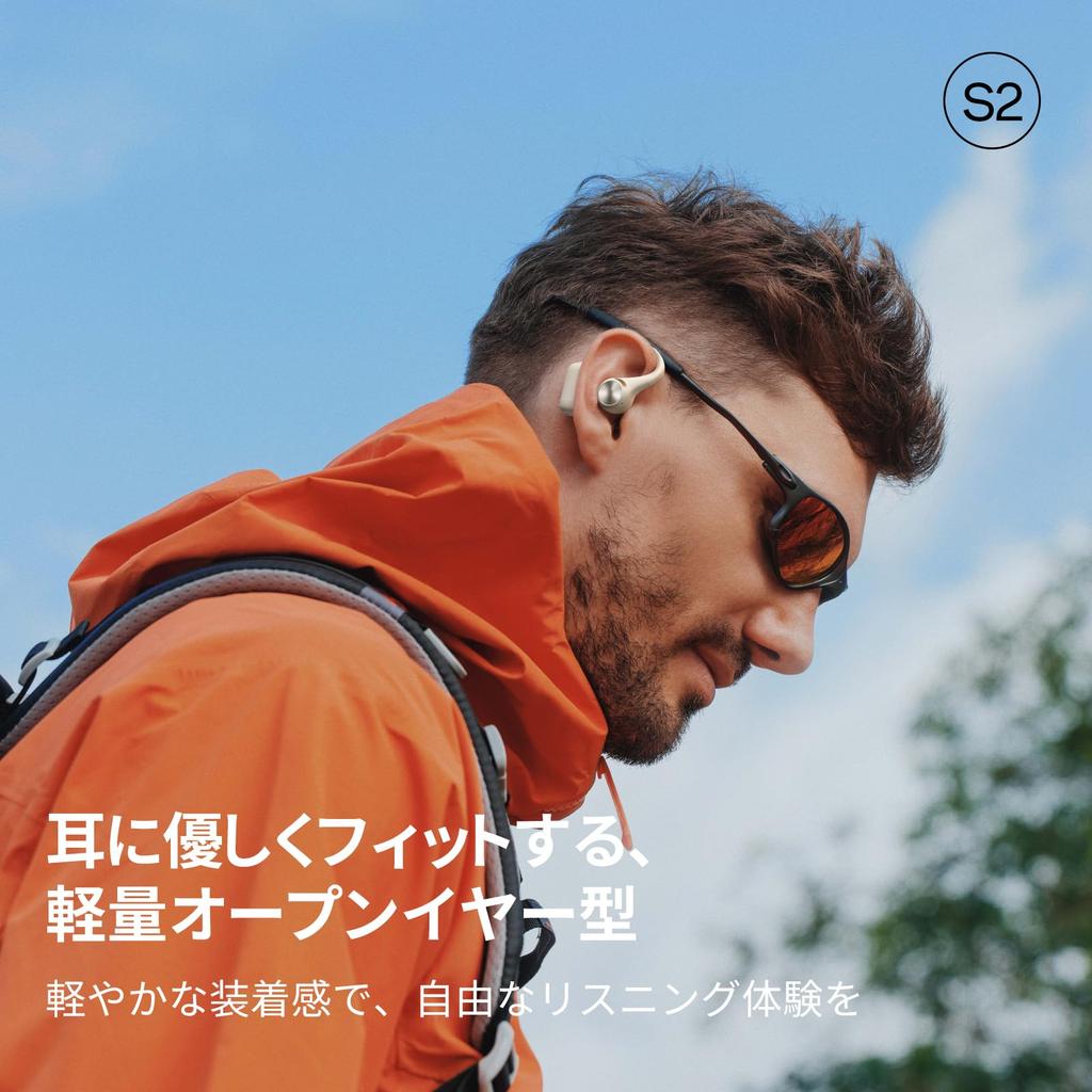 OpenRock S2 Wireless 32 Hours of IPX5 ENC Call Noise Cancellation Open-Ear Earbuds, Over-the-Ear Design, Ultra-Lightweight 7g, LDAC/Hi-Res Audio,