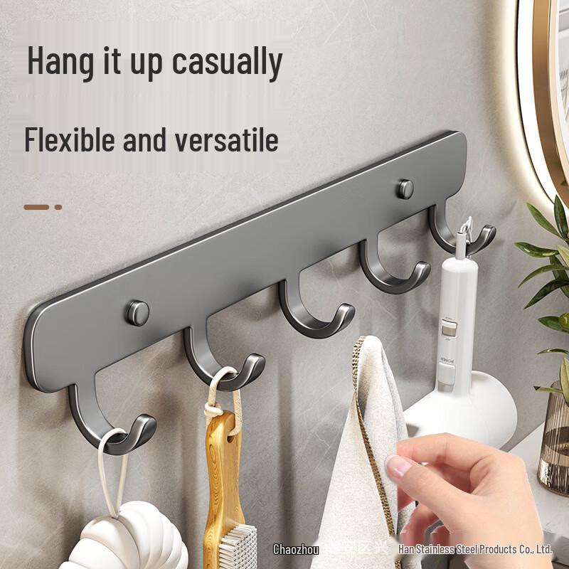 Wutuo No-Drill Strong Adhesive 6-Hook Rack
