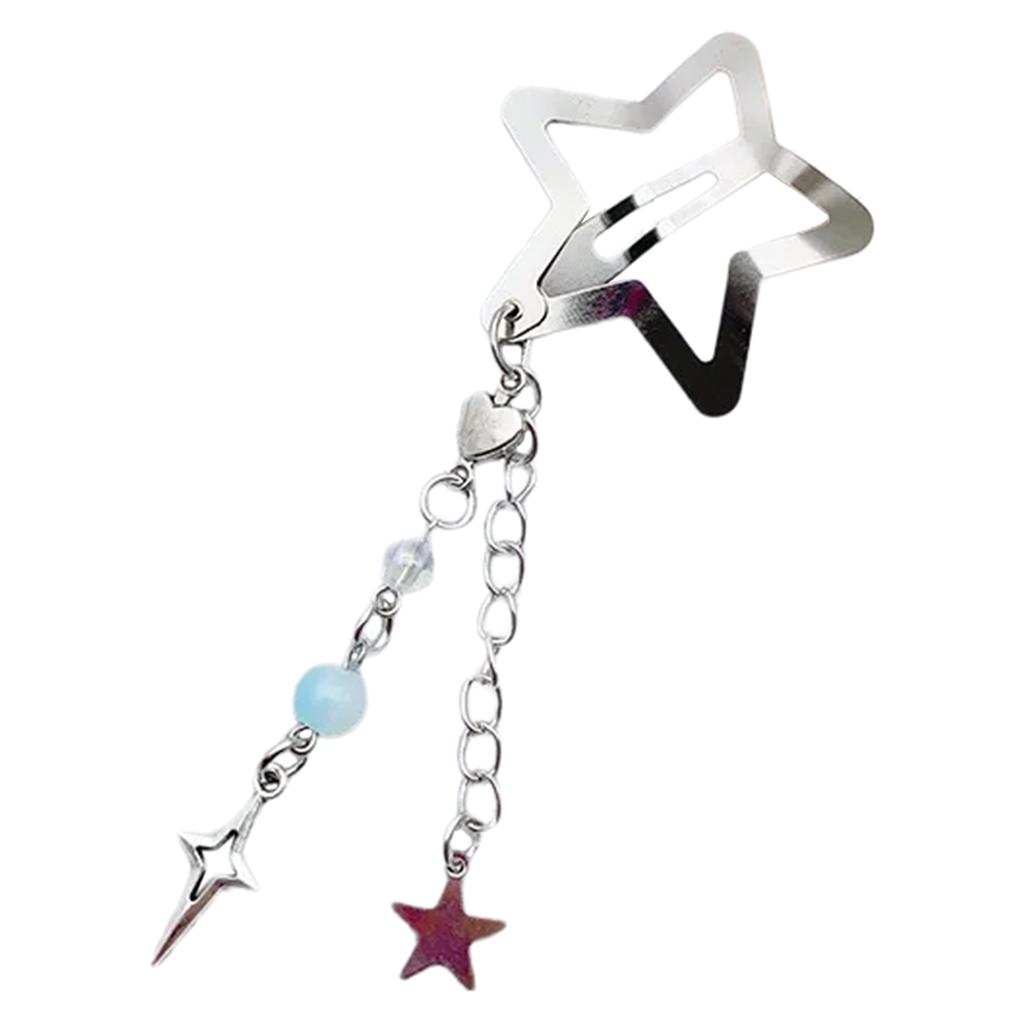 Stylish Star Shaped Hairpin Metal Snap Hair Clip Tassels Heart Beaded Barrette Styling Accessory for Women Girls