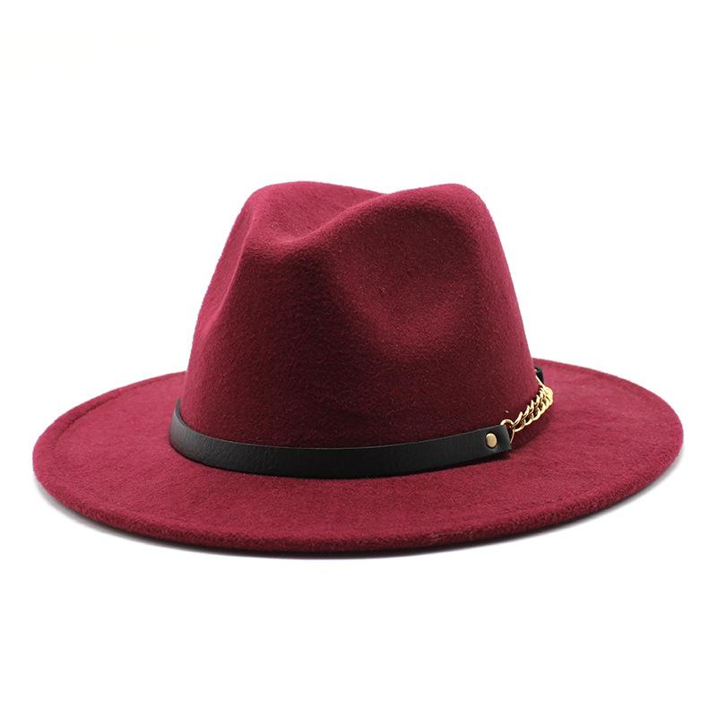 British Style Men And Women Jazz Woolen Hat Big Eave Hat Classic Woolen Hat