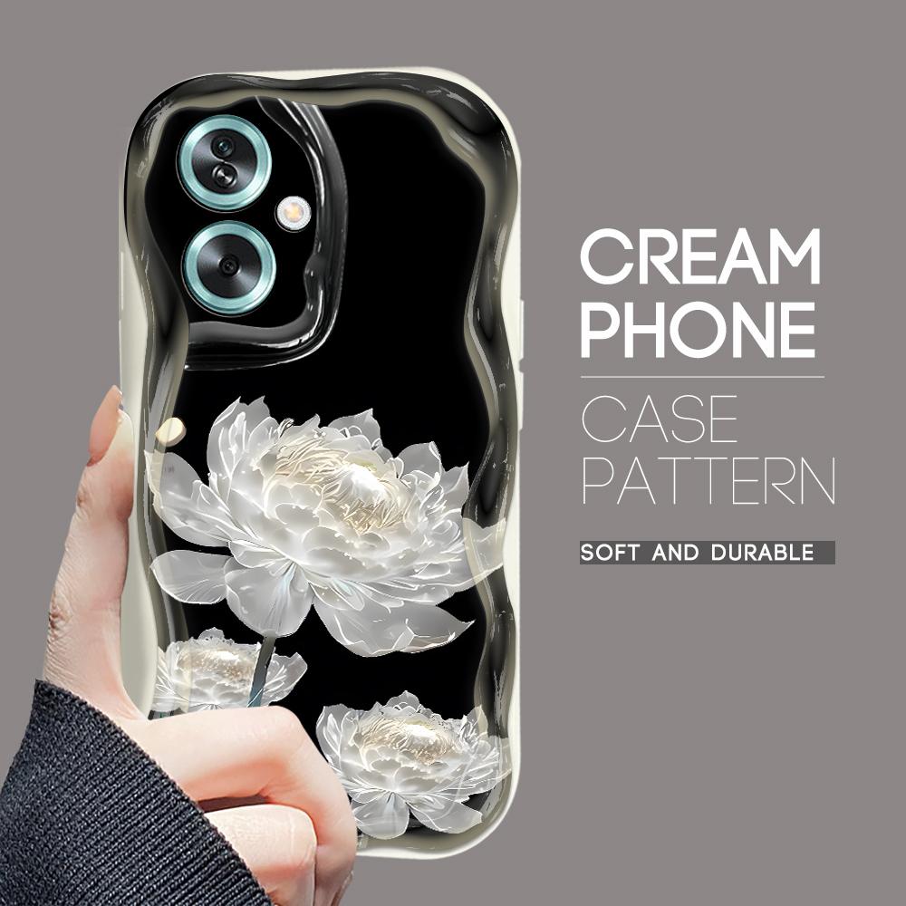 Roztomilý kreslený vzor s krémovou texturou Pouzdro s vlnitým okrajem, měkký silikonový kryt, pouzdro na telefon OPPO Reno Realme