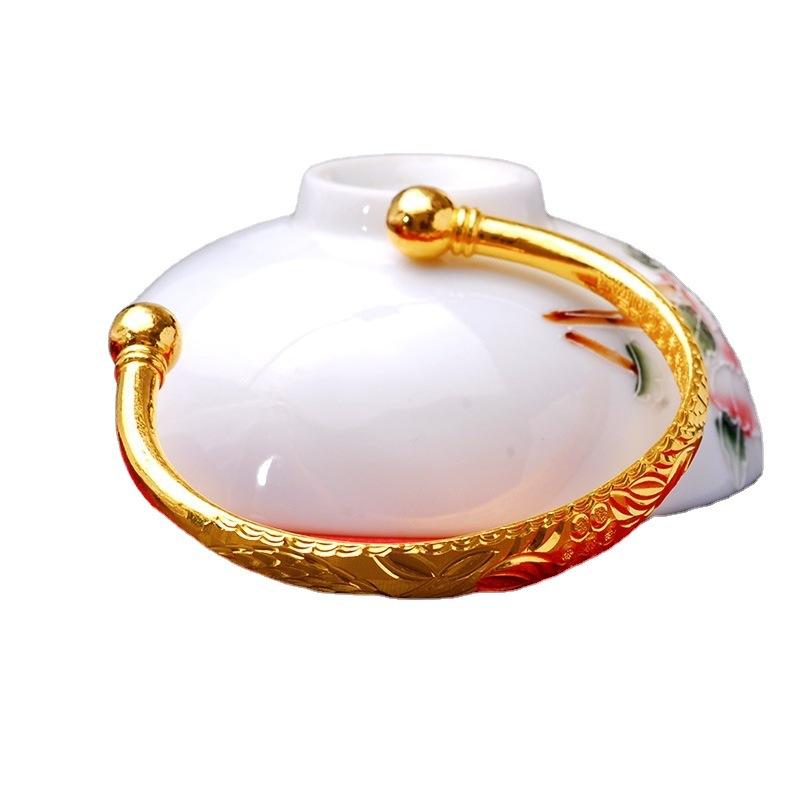 Gold Plated Bracelet Women's Smooth Bride Wedding Dowry Gift Lotus Open Bracelet Handpiece