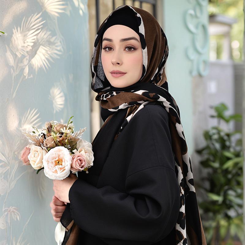 Leopard Print Scarf Hijab Viscose Shawls Muslim Hijabs For Women Fashion Scarf Big Size Headscarf Islamic Turban Headband