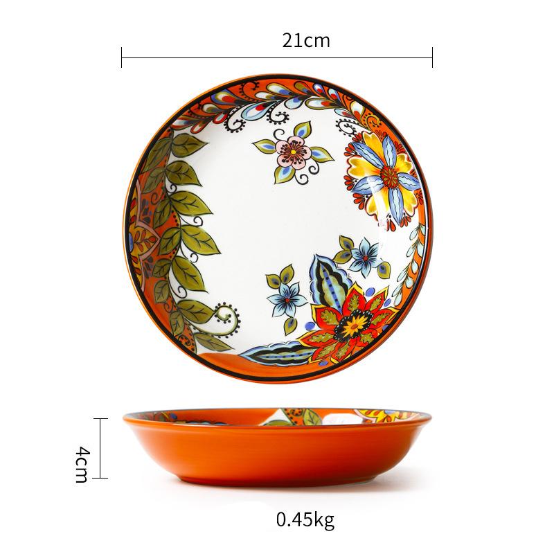 Creative Salad Plates,Soup Plates,Hand-Painted Ceramic tableware,Pasta Bowl Serve Porcelain Dishes Large 8inch