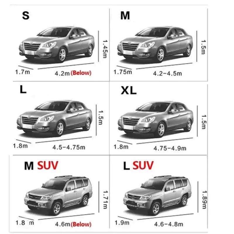 Funda Universal para Coche Completo Impermeable Antipolvo para Todas las Estaciones Recubrimiento de Película PE con Parasol Protector de Aluminio Reflejo de Rayos UV
