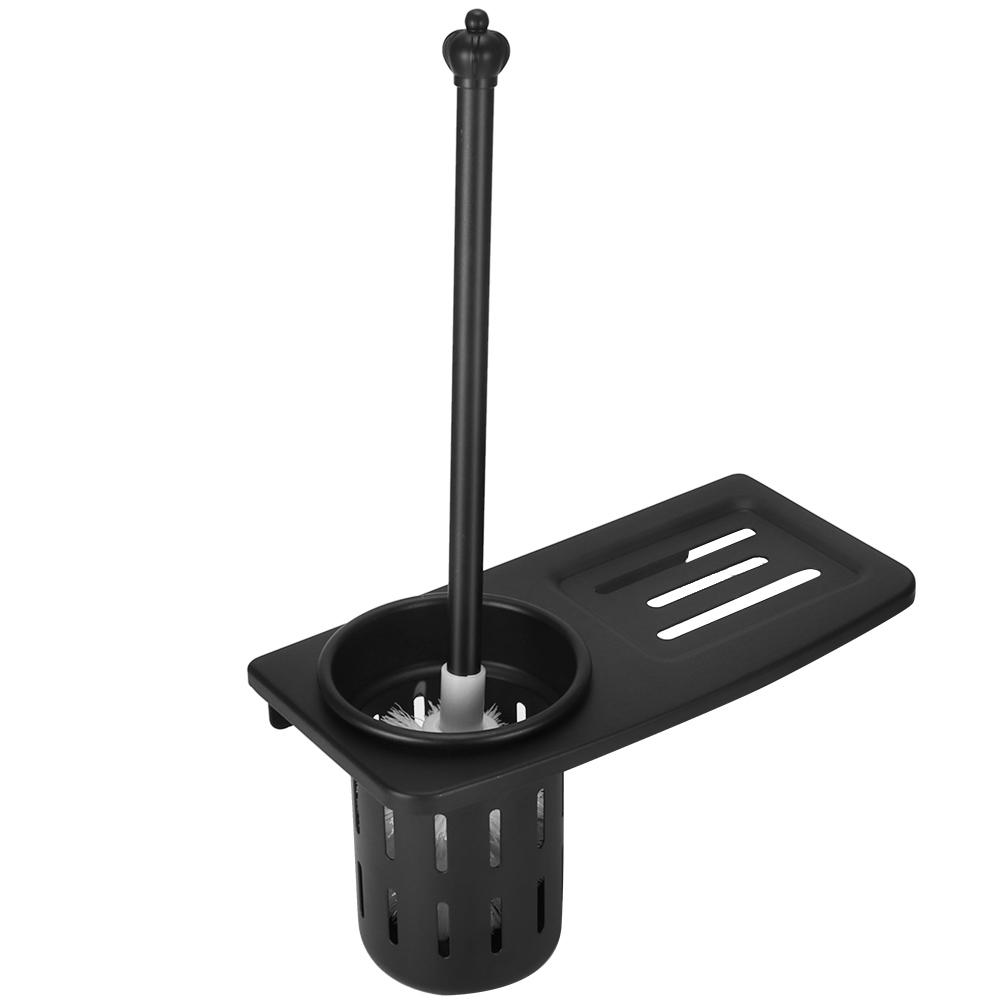 Wall‑Mounted Toilet Brush Holders Home Bathroom Toilet Bowl Cleaning Brush Holders Set(7243B Black )