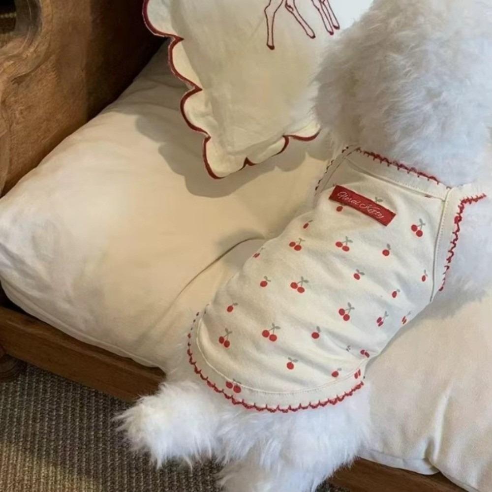 Cherry Printed Design Cherry Print Clothing Skin Friendly Material Dog Tank Top For Small Dog Cat S