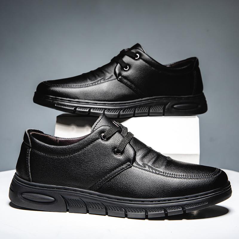 Men's Shoes Men's Casual Leather Shoes Low Top Trend Versatile Ultra Light Bottom Dad Shoes Fashion Trend Leather Shoes