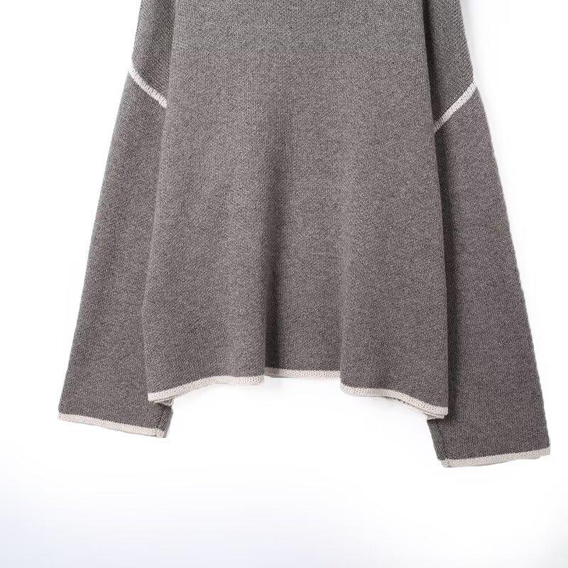 European Autumn Women's Color Block Knit Sweater 2025