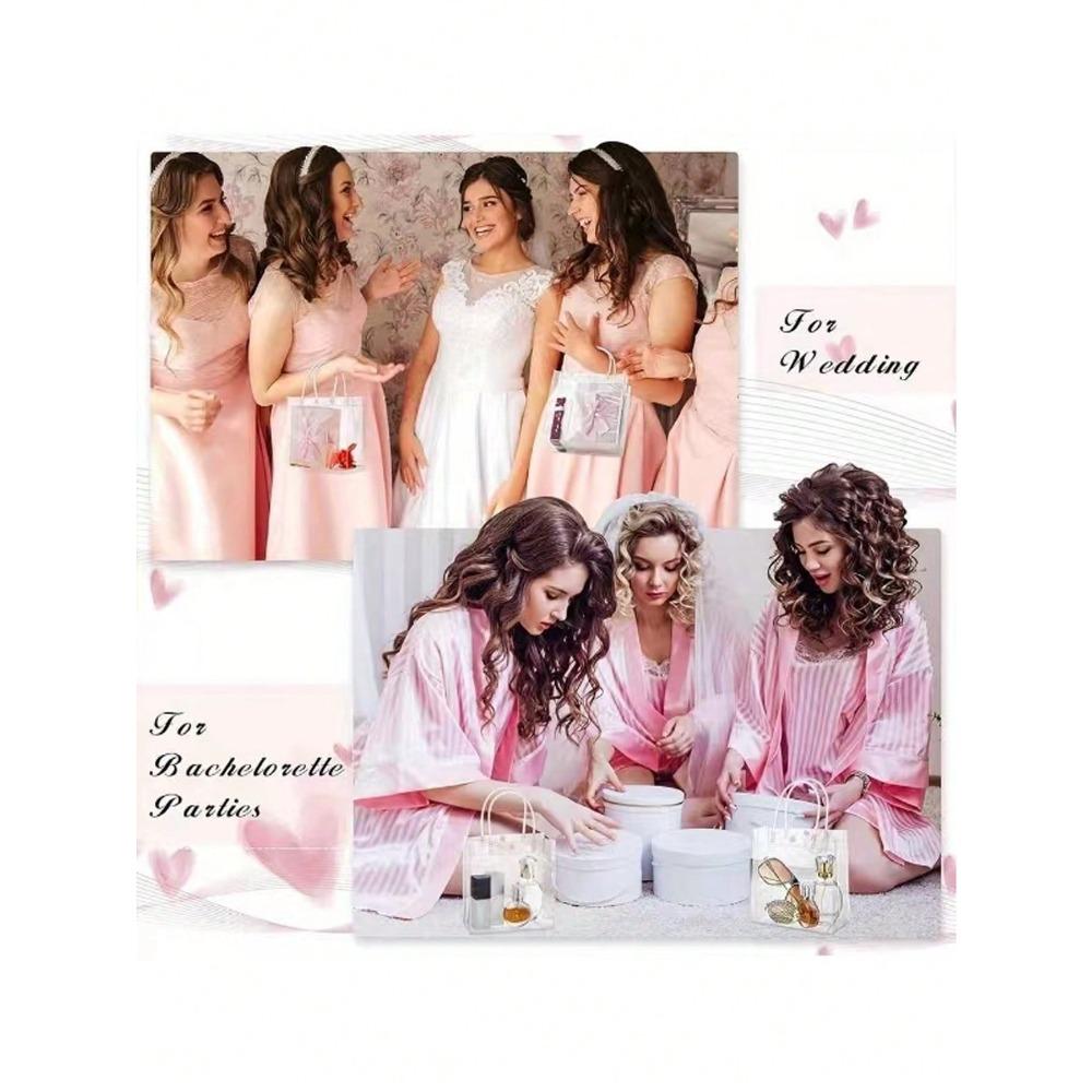 1pc Plastic Gift Bags with Handles, Reusable Transparent Snap Pvc Tote Bags for Mother's Day, Easter, Christmas, Wedding