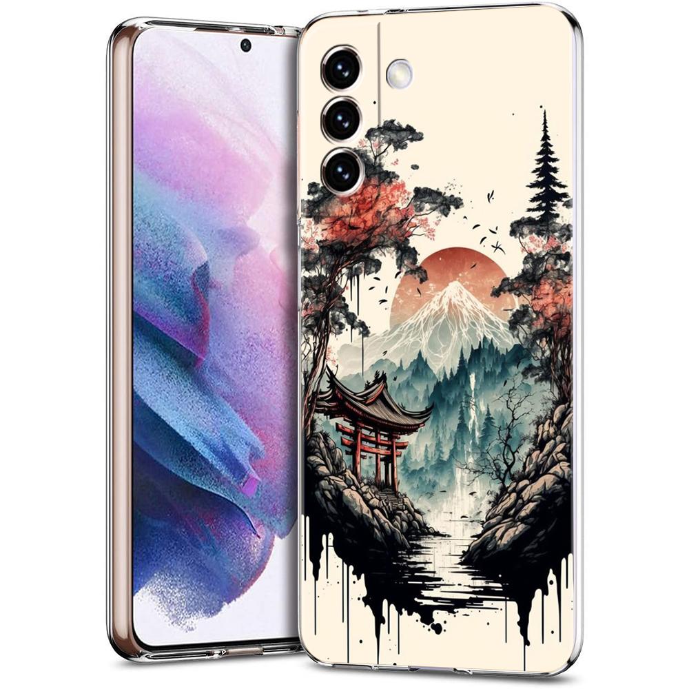 Phone Case For Samsung Galaxy S24 Ultra S23 FE S22 S20 S21 5G S10 S9 Plus S10E S8 Clear Ink and wash landscape painting Cover