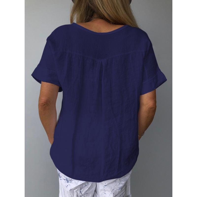 DAFIFY Modne damskie bluzki i koszule na co dzień, letnie, wiosenne, z krótkim rękawem i dekoltem w kształcie litery V