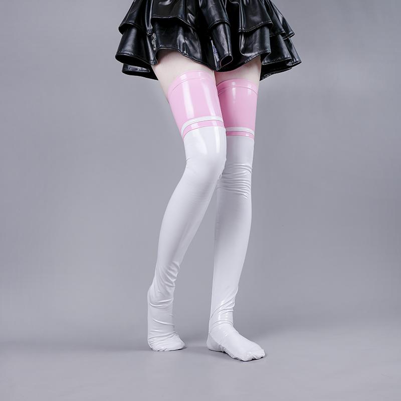 Fashion Anime Queen Sexy Cosplay Lolita Grils Stockings Women Black Patent Leather Socks Japanese Thigh High Overknee Socks Gift