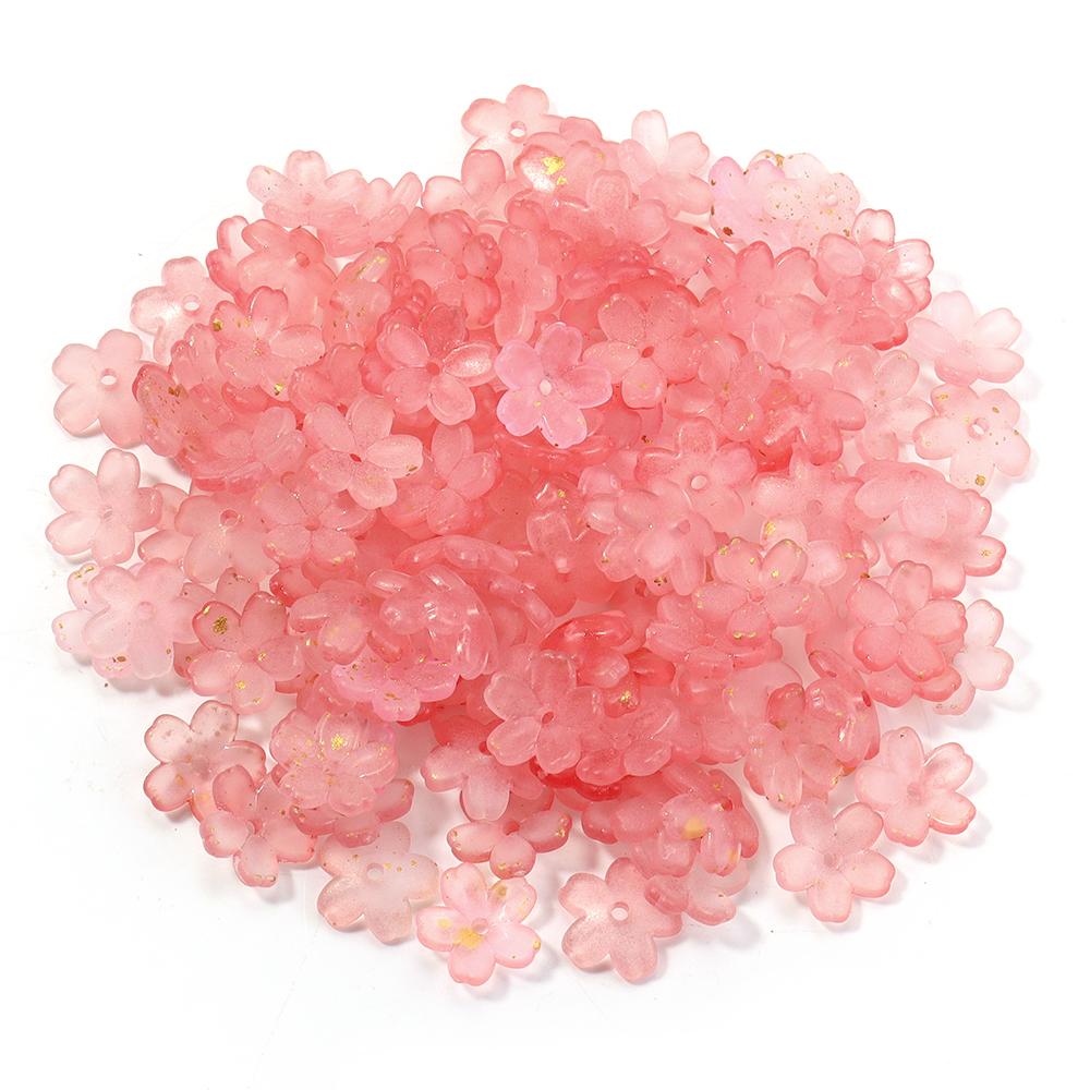 200pcs 11mm Acrylic Flowers Beads Colorful Five Petals Flower Loose Beads For Jewelry Making DIY Necklace Earrings Accessories