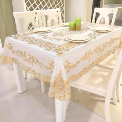 European Style PVC Gilded Table Mat Waterproof Scald Resistant Rectangular Dining Table Cloth Unwashed Plastic Coffee Table Case