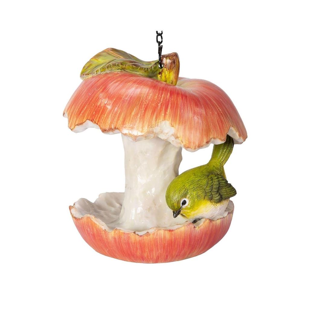 Woobia Red Apple Bird Feeder X 12 X 14cm Doll Figure Ornament Animal Garden Decoration Bird 12.5 H07149-4