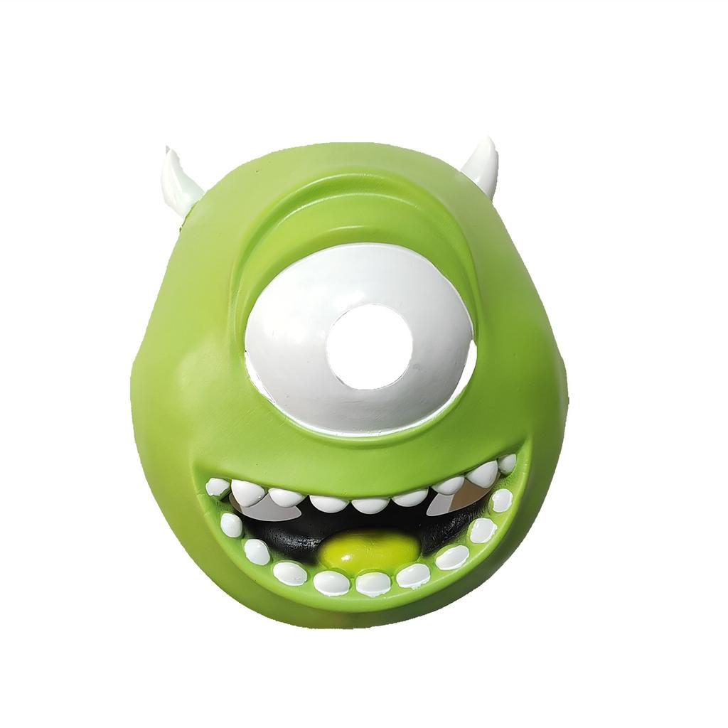 Cartoon green one-eyed monster latex mask Halloween cos Headgear for performance costumes