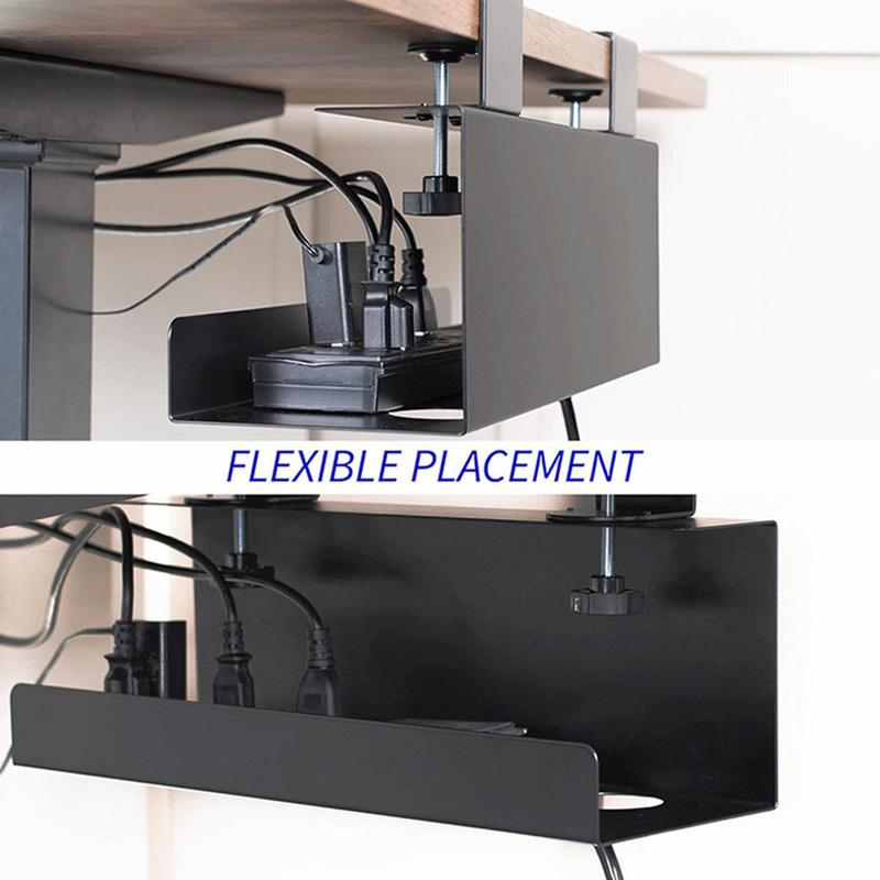Under Desk Cable Tray Metal Cable Management Holder No Drill Under Desk Power Strip Box For Home College Dorm Apartment Study