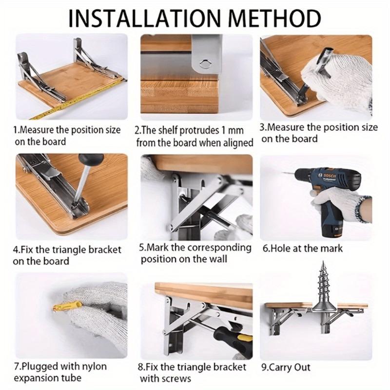 1pc Heavy Duty Folding Shelf: 90° Decorative Table with Adjustable Angle & High-Quality Metal Wall Storage Bracket