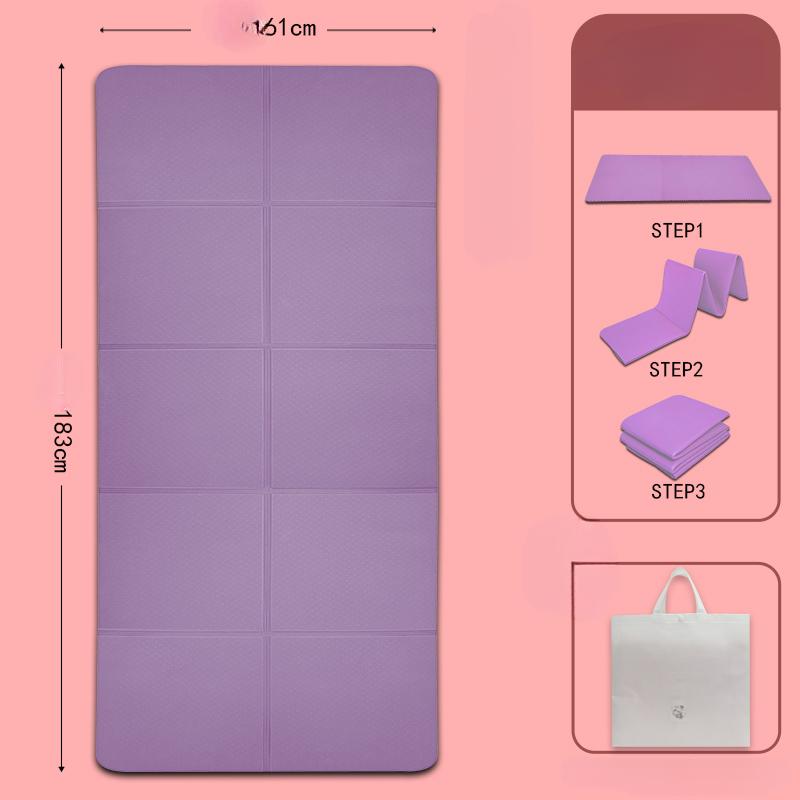 

TPE Складной противоскользящий коврик для йоги Портативный утолщенный расширенный амортизатор для фитнеса Бесшумный напольный коврик Студенческий сон Детский сон Офисные коврики для отдыха Thickness 6mm