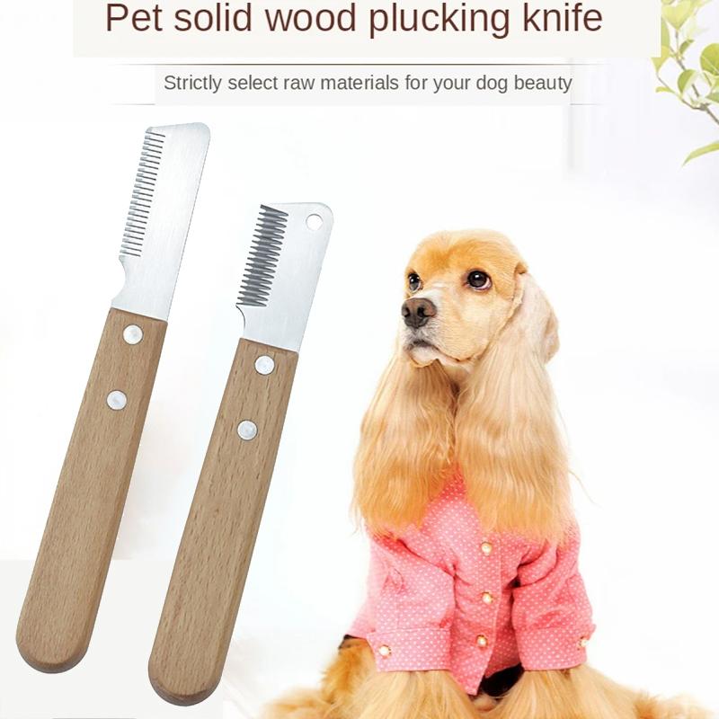 2 PZ Coltello Rimuovi Peli Animali Pettine per Cani Strumento di Bellezza Manico in Legno Coltello Sbucciatore Dispositivo Rimuovi Peli Animali Strumento di Pulizia Articoli per Animali