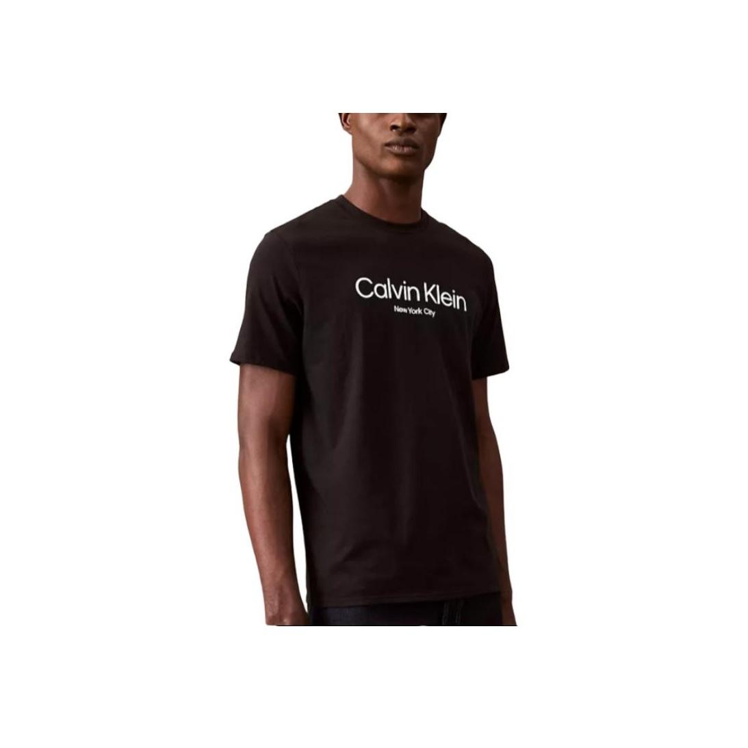 

Calvin Klein Удобная футболка с круглым вырезом и коротким рукавом с буквенным принтом, мужские топы, черная 40QP908-001 M