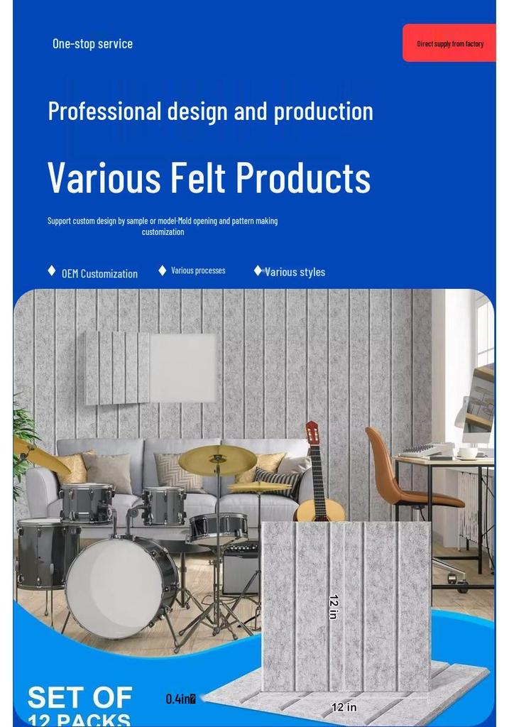 12-Piece Hexagonal Polyester Fiber Sound-Absorbing Panels - Cork Board Alternative